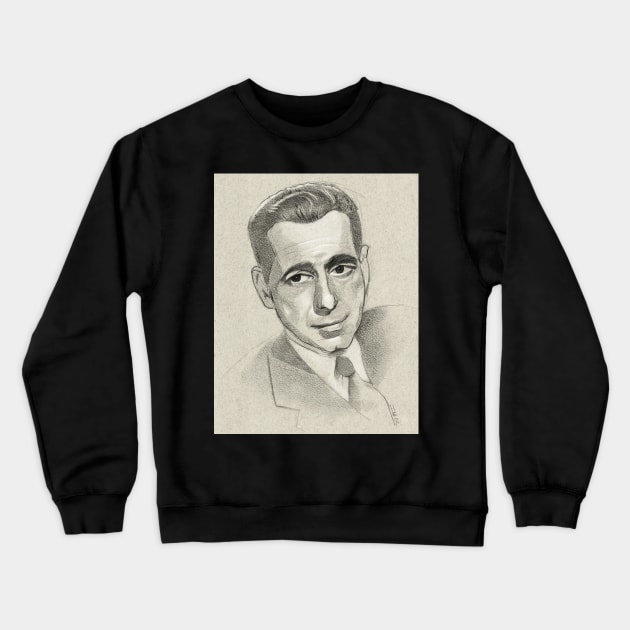 Humphrey Bogart Portrait Drawing Crewneck Sweatshirt by ianoz